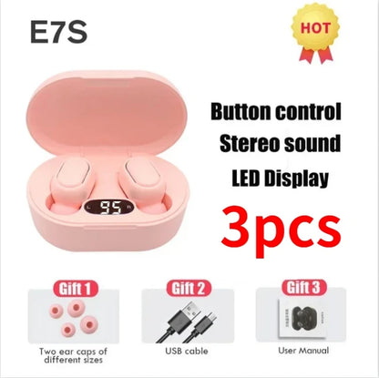 E7S TWS Wireless Headphones Bluetooth Earphone Control Sport Headset Waterproof Microphone Music Earphone Work on All Smartphone