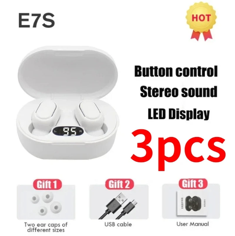 E7S TWS Wireless Headphones Bluetooth Earphone Control Sport Headset Waterproof Microphone Music Earphone Work on All Smartphone