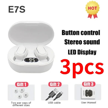 E7S TWS Wireless Headphones Bluetooth Earphone Control Sport Headset Waterproof Microphone Music Earphone Work on All Smartphone