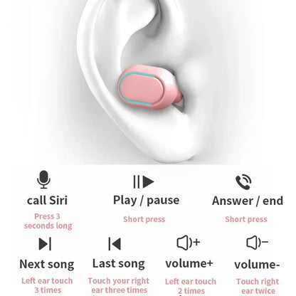 E7S TWS Wireless Headphones Bluetooth Earphone Control Sport Headset Waterproof Microphone Music Earphone Work on All Smartphone
