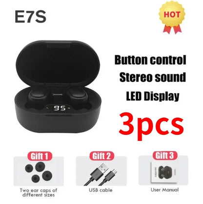 E7S TWS Wireless Headphones Bluetooth Earphone Control Sport Headset Waterproof Microphone Music Earphone Work on All Smartphone